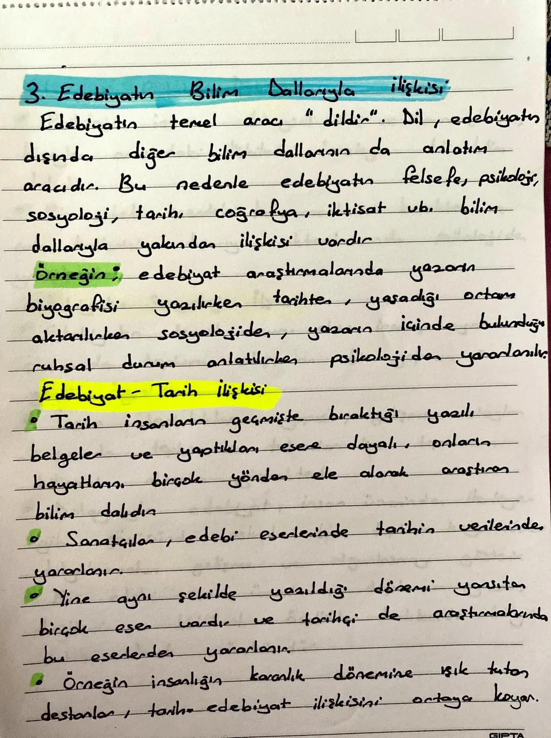 3. Edebiyat Bilim Dallarıyla
Edebiyatin
aracıdır. Bu
temel
"
acac
ilişkisi
dildir". Dil, edebiyatı
dışında diğer bilim dallarının da
nedenle