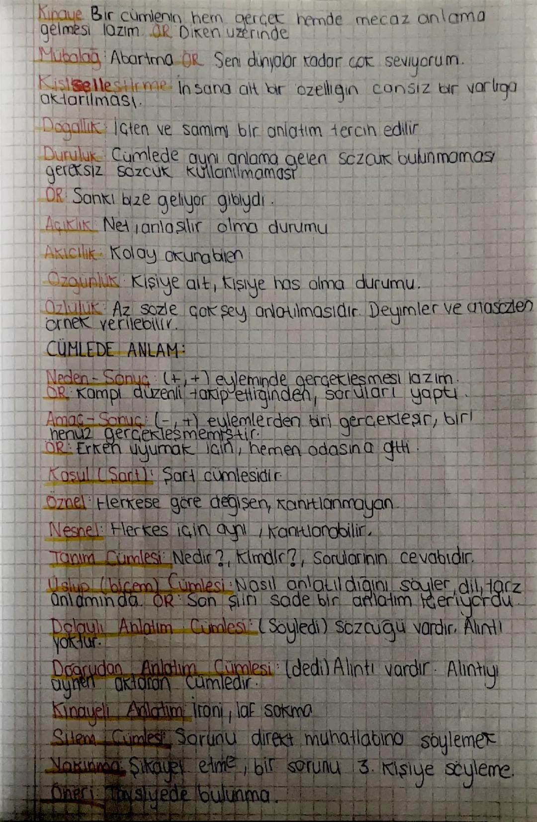 SÖZCÜKTE ANLAM
Tercel Anlam Akla gelen ilk anlamdır. OR Basında bir ağrı varmıs
Yan Anlam Sözcuğun gerget anlomindan kopma dan
Kazandığı yen