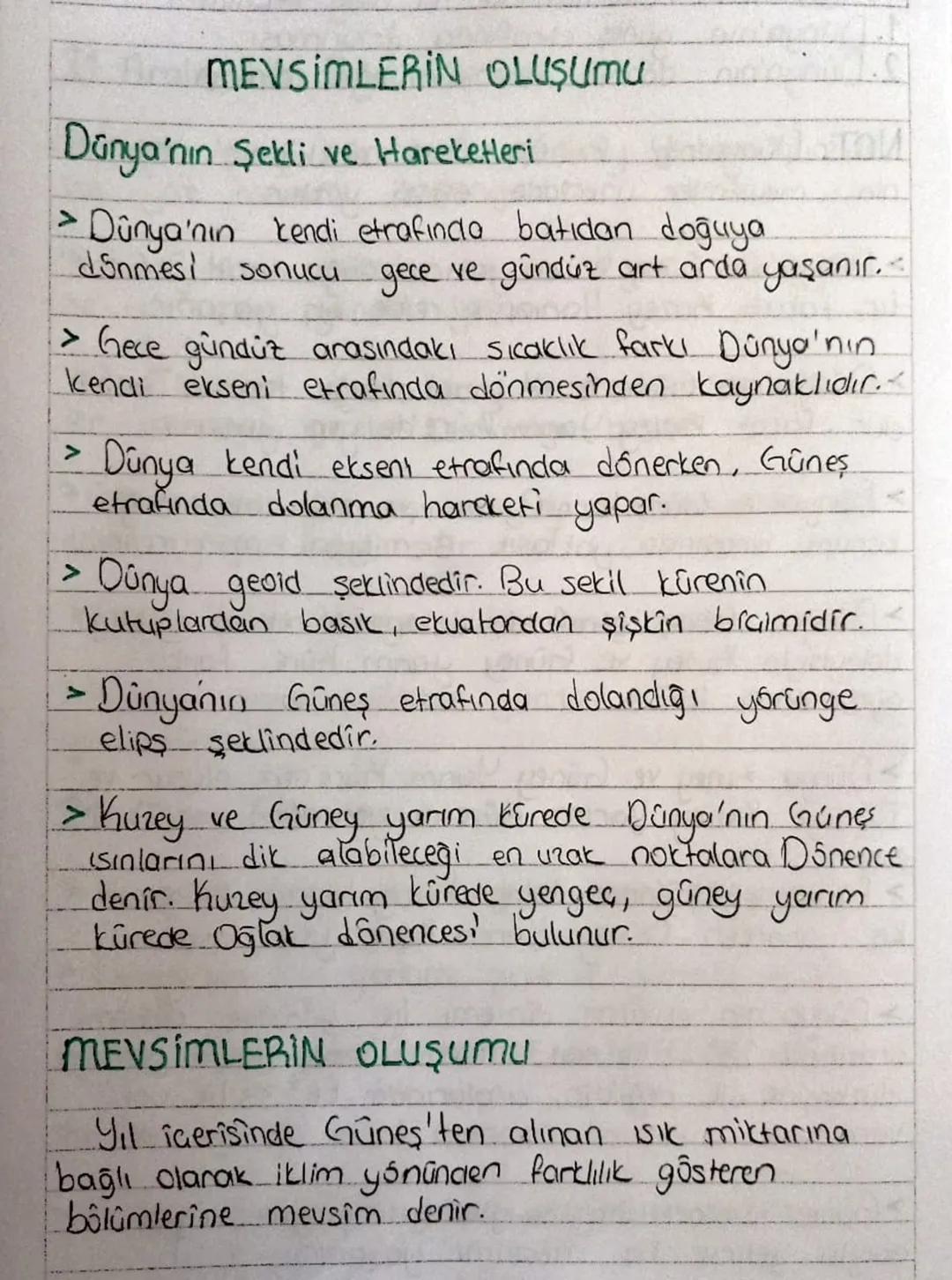 MEVSİMLERIN OLUŞUMU.
Dünya'nın Şekli ve Hareketleri
Dünya'nın kendi etrafında batıdan doğuya
dSnmesi
sonucu gece ve gündüz art arda yaşanır.