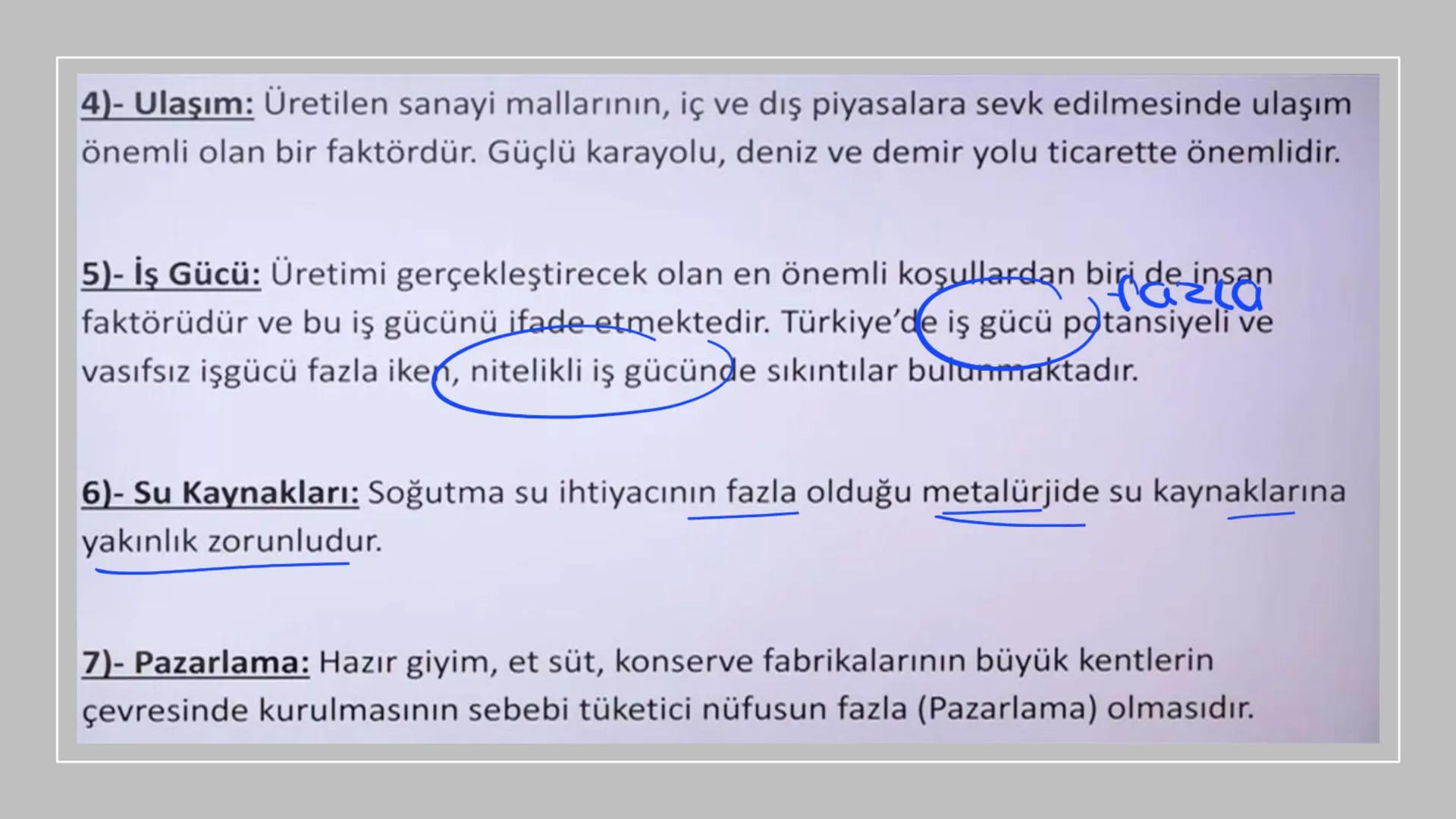 TÜRKİYE'DE SANAYİ
Ham madde ya da yarı işlenmiş maddelerin tam işlenerek kullanıma hazır hale
getirme (imal, mamul) durumuna sanayi denir.
T