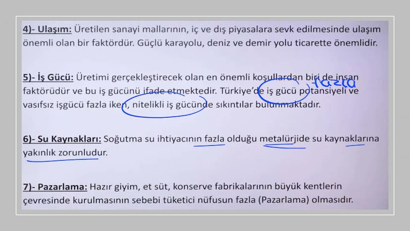 TÜRKİYE'DE SANAYİ
Ham madde ya da yarı işlenmiş maddelerin tam işlenerek kullanıma hazır hale
getirme (imal, mamul) durumuna sanayi denir.
T