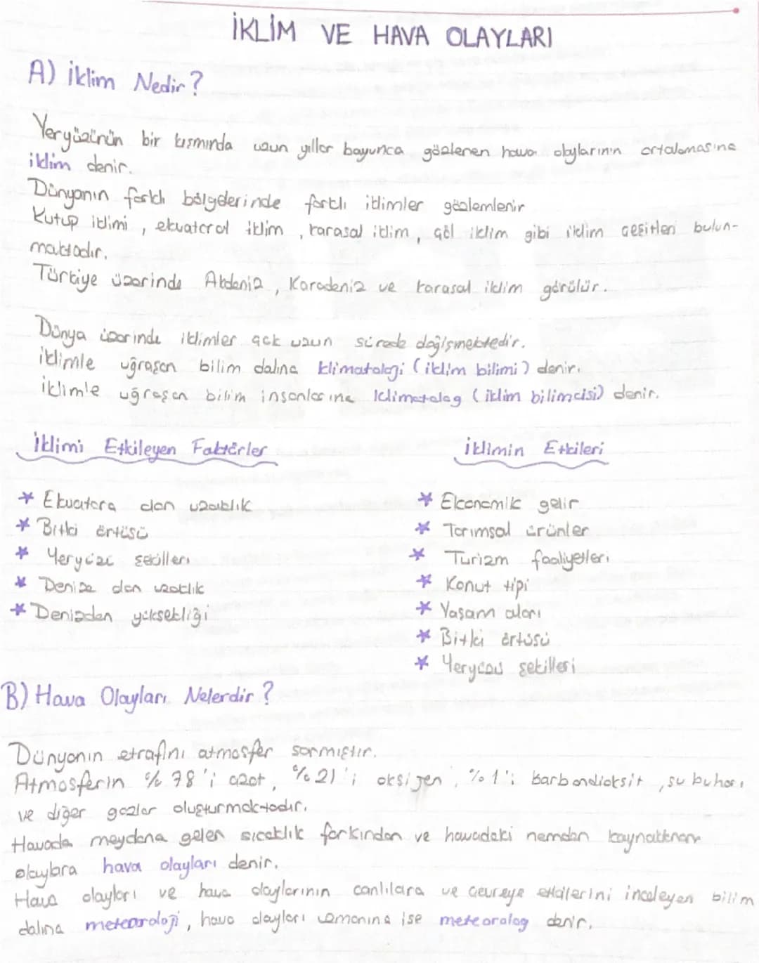 8. Sınıf fen bilimleri iklim ve hava olayları 