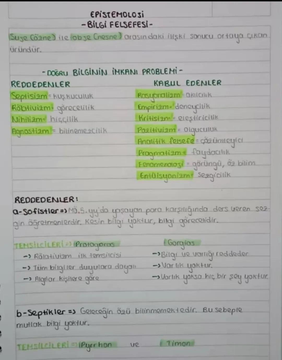# EPISTEMOLOSI
-BİLGİ FELSEFESİ-
Suze Cözne) ile obje (nesne) arasındaki ilişki sonucu ortaya çıkan
Üründür.

-DOĞRU BİLGİNİN İMKANI PROBLEM