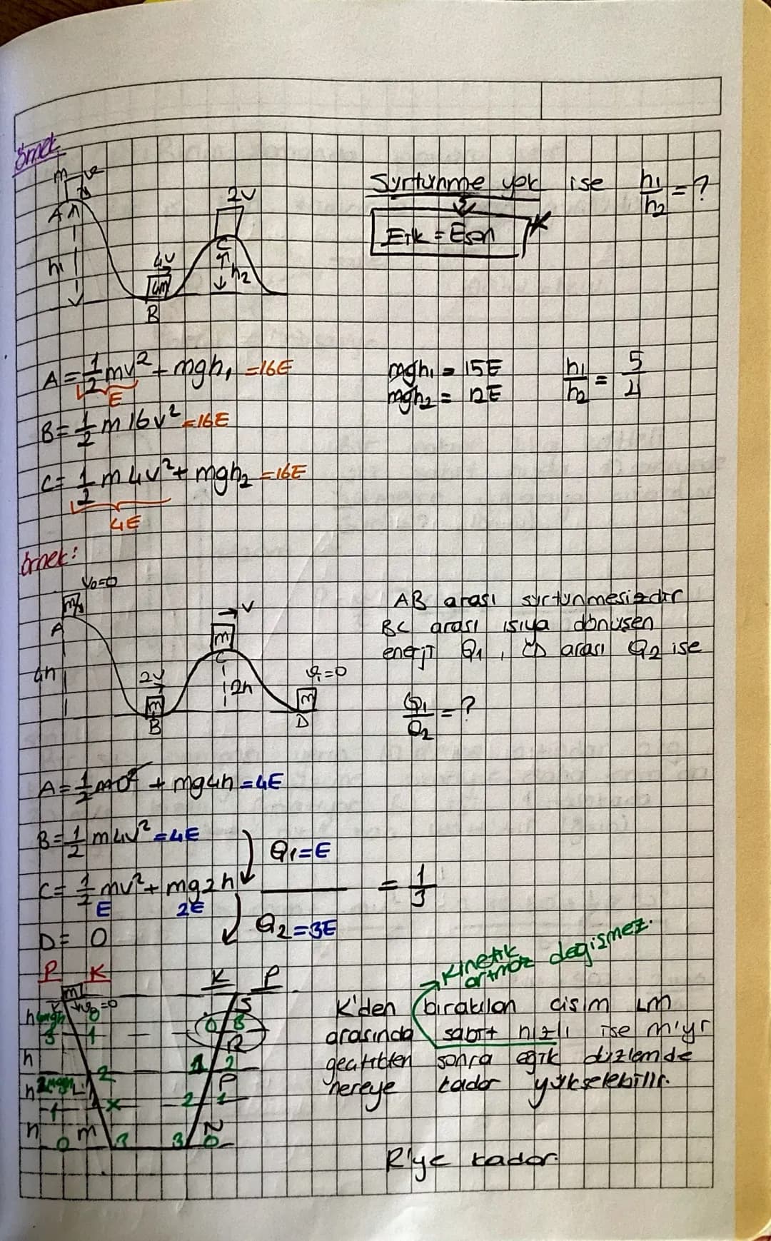 A) Kinetik
Hiz
ENERJI
6) Potansiyel C) mekanik
Durum Esneklik
Em=Fk+Ep
A) Kinetik Enerji (Ex):
Cisimlerin hızından dolayı sahip olduğu enerj