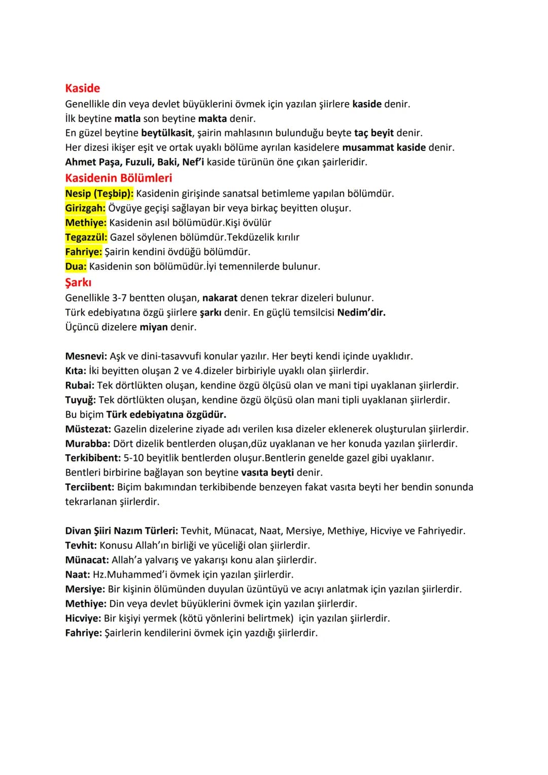 Şiir
Duygu,düşünce ve hayallerin ahenk unsurlarını kullanarak estetik bir şekilde misralarla
anlatıldığı coşku ve heyecanı dile getiren meti
