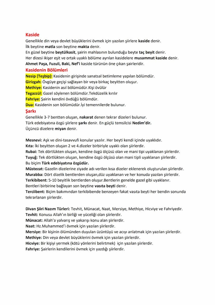 Şiir
Duygu,düşünce ve hayallerin ahenk unsurlarını kullanarak estetik bir şekilde misralarla
anlatıldığı coşku ve heyecanı dile getiren meti