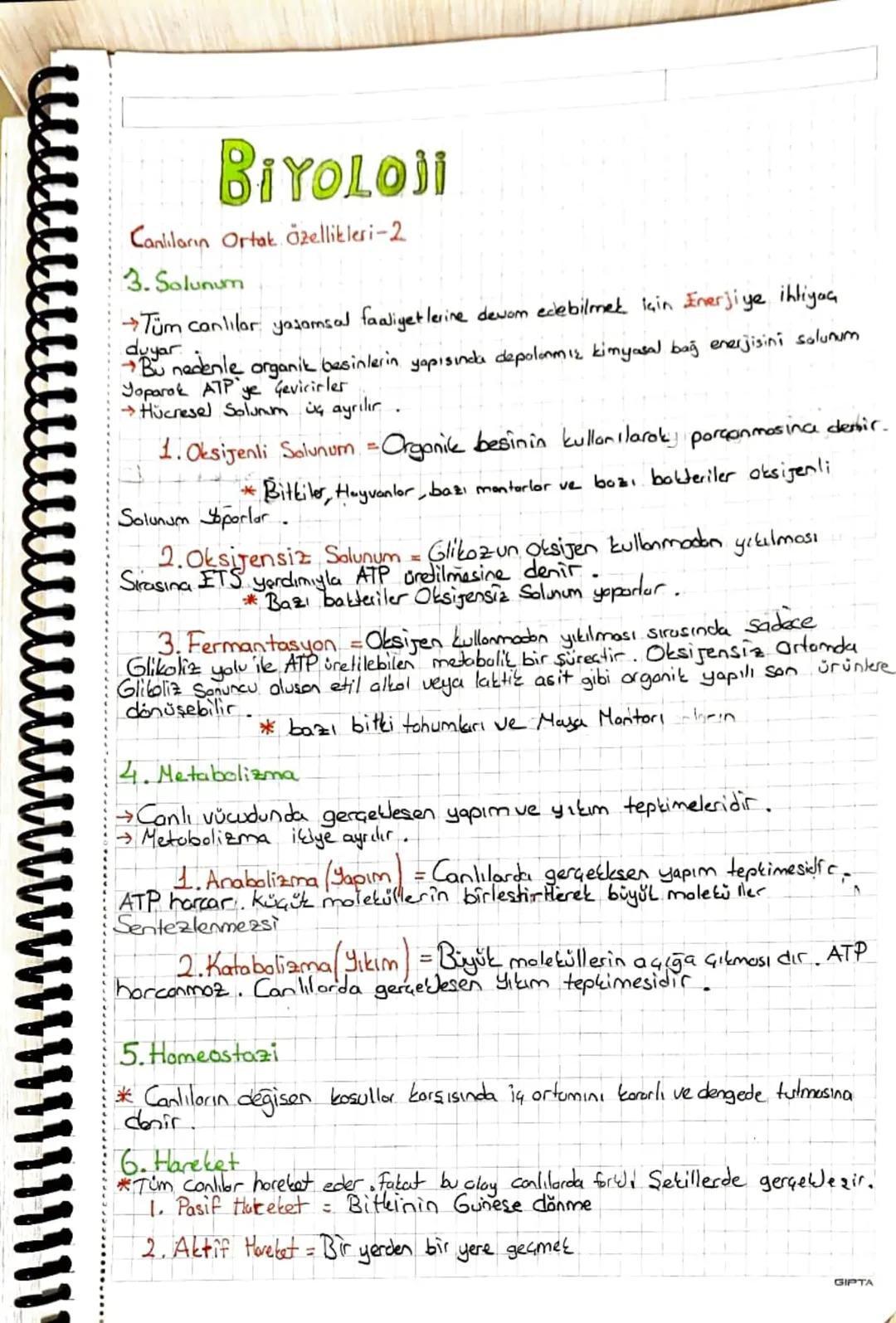 BİYOLOJİ
Canlılar Ortak Özellikleri
1. Hücresel Yapı
Tüm Canlıların yapısal ve işlevsel en küçük
Bunlar Okaryot ve Prokaryottur -
Ökaryot
→Ç
