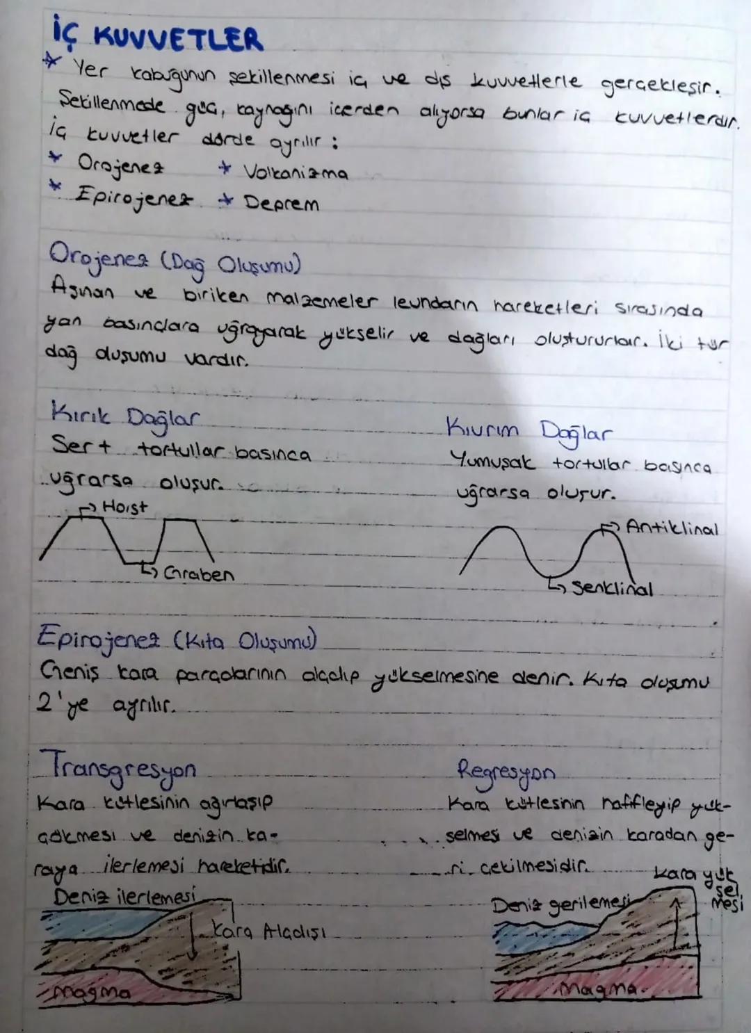 iç KUVVETLER
Yer
kabuğunun şekillenmesi iç ve dis kuvvetlerle gerçekleşir.
Şekillenmede gua, kaynağını icerden alıyorsa bunlar iç.
iç kuvvet