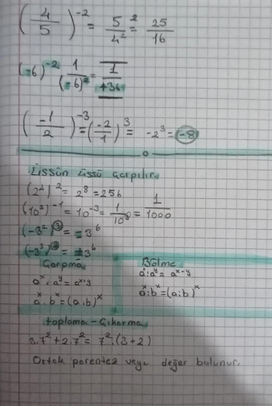 Lishi ifade
NEGATIFūs! Takla ator.
2
4 1
1
24 16
क
327 5
25
5
42
16
(-6)-2
2 1
I
2
(6)+36
-3
(4)
Ο
3
2=-81
Lisson Lissu Gerpilies
(24) 2 = 2