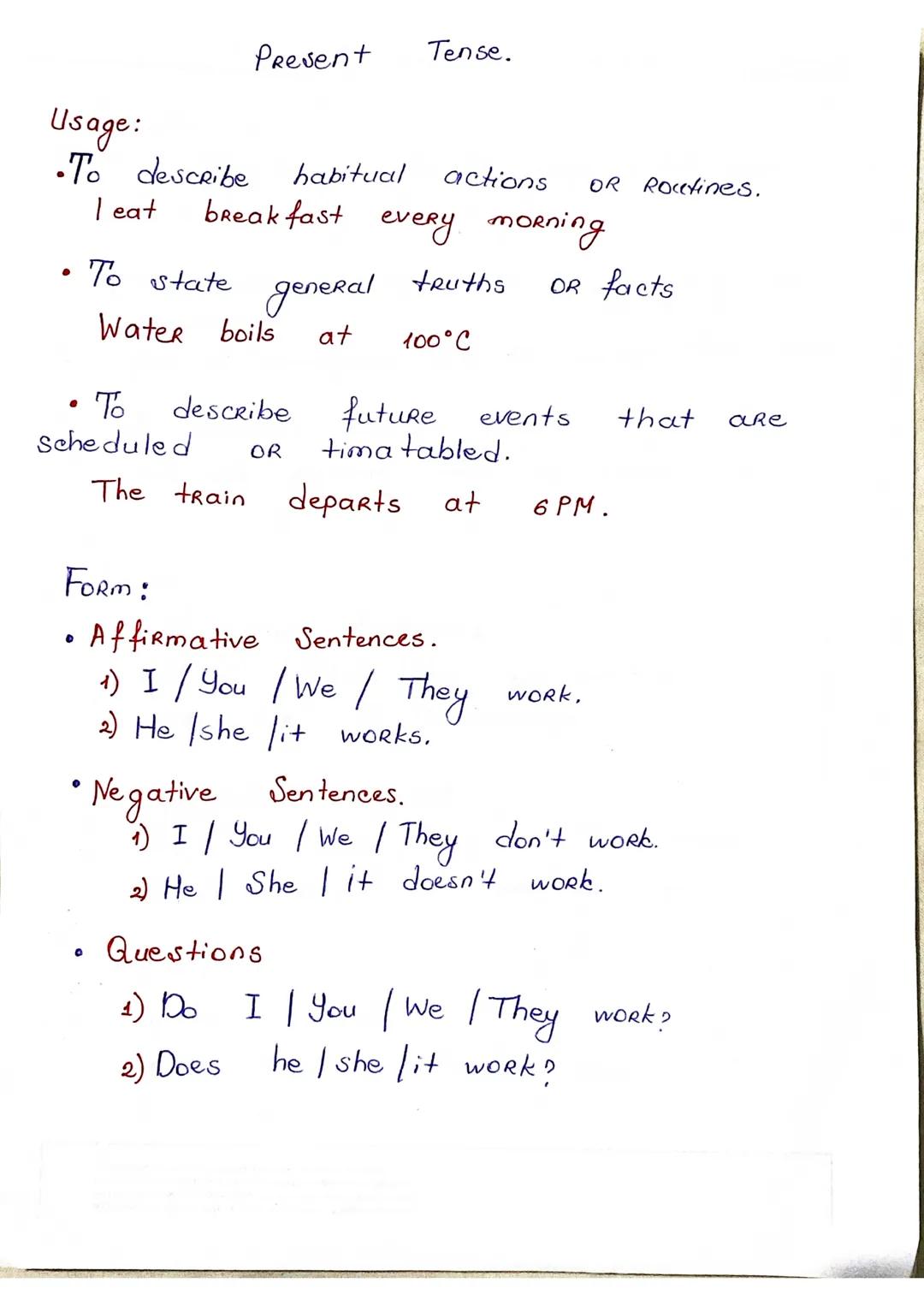 Present Tense Kullanımı