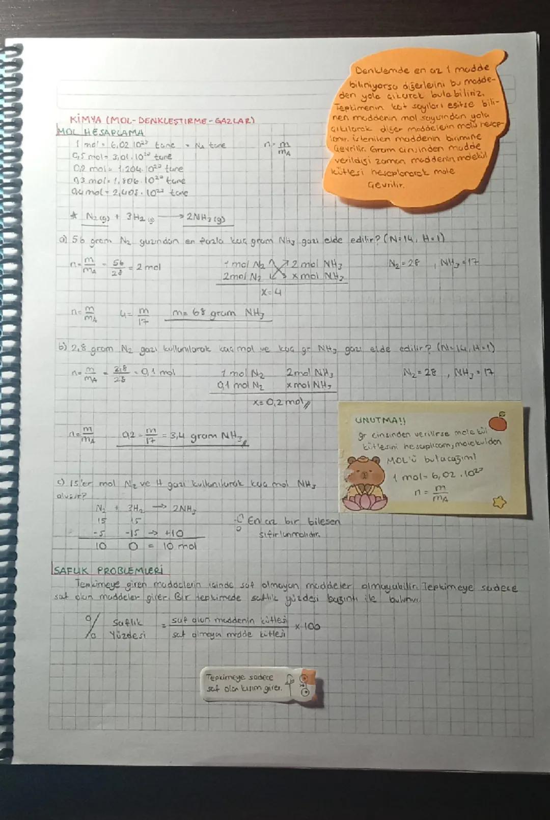 # KIMYA (MOL-DENKLESTIRME-GAZLAR)

## MOL HESAPLAMA

I me 6.02 1023 Eane Na tome

05 mol 3,01- 10 tune

02 mol 1.204.102 ture

03 mol 1.106.