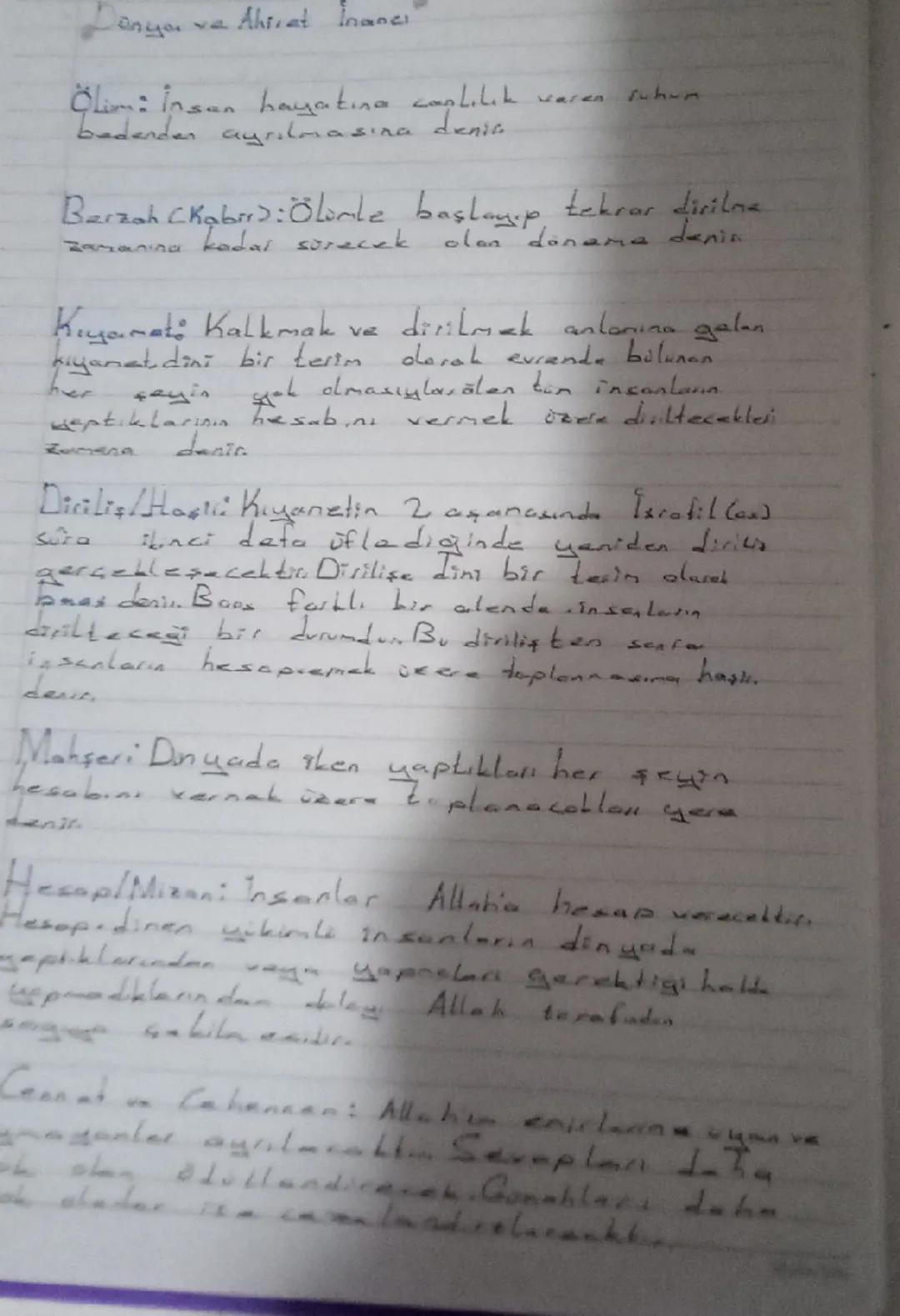 on you
ve Ahreat Inanci
Clim: Insan hayatına caplilik varen
badanden ayrılmasına
denic
Barzah Chabird: Ölenle başlayıp tekrar dirilme
Zasani