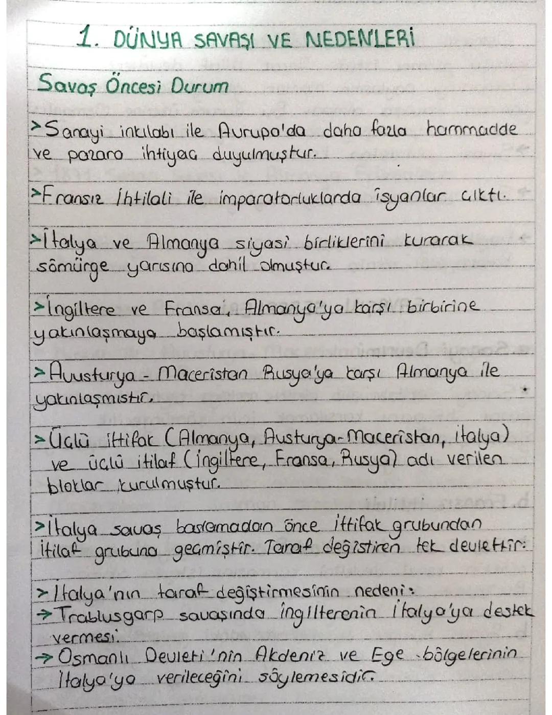 1. Dünya Savaşı: Nedenleri, Sonuçları ve Osmanlı'nın Durumu