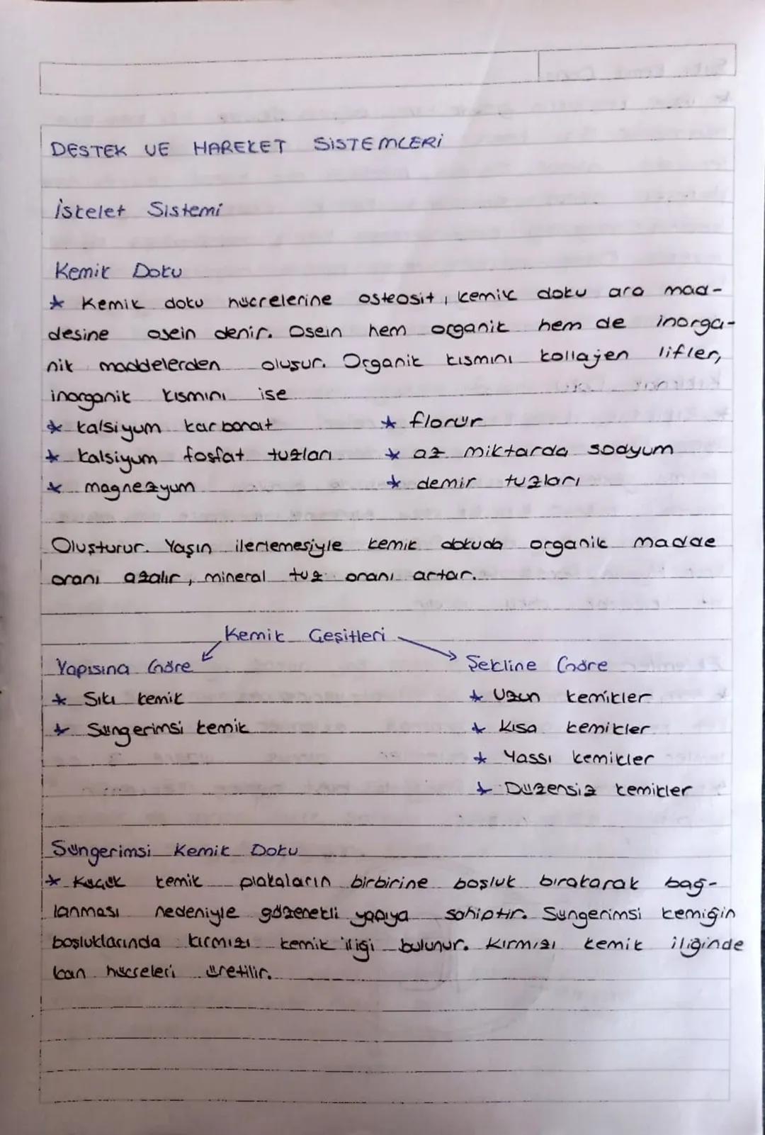 DESTEK VE HAREKET
SISTEMLERI
istelet Sistemi
Kemit Doku
* Kemik doku hücrelerine osteosit, kemik
desine
Osein denir. Osein.
hem
organik
nik 