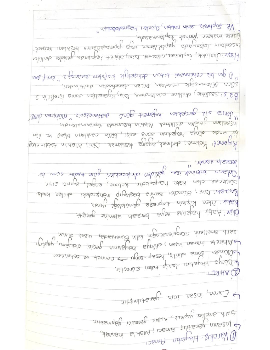 11. Sınıf Din Kültürü ve Ahlak Bilgisi 1. Dönem 1. Yazılı Notları