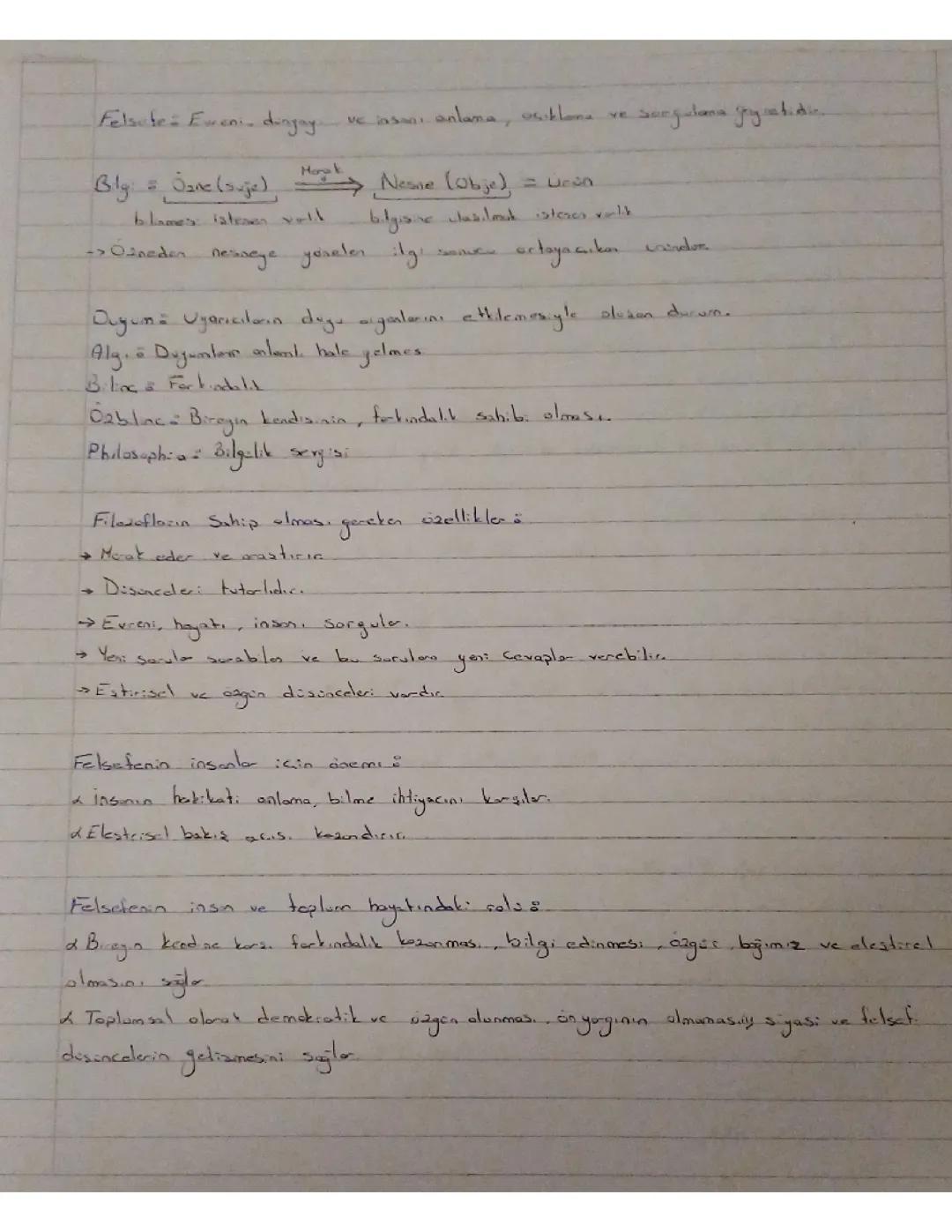 10. Sınıf Felsefe 1. Ünite Ders Notları