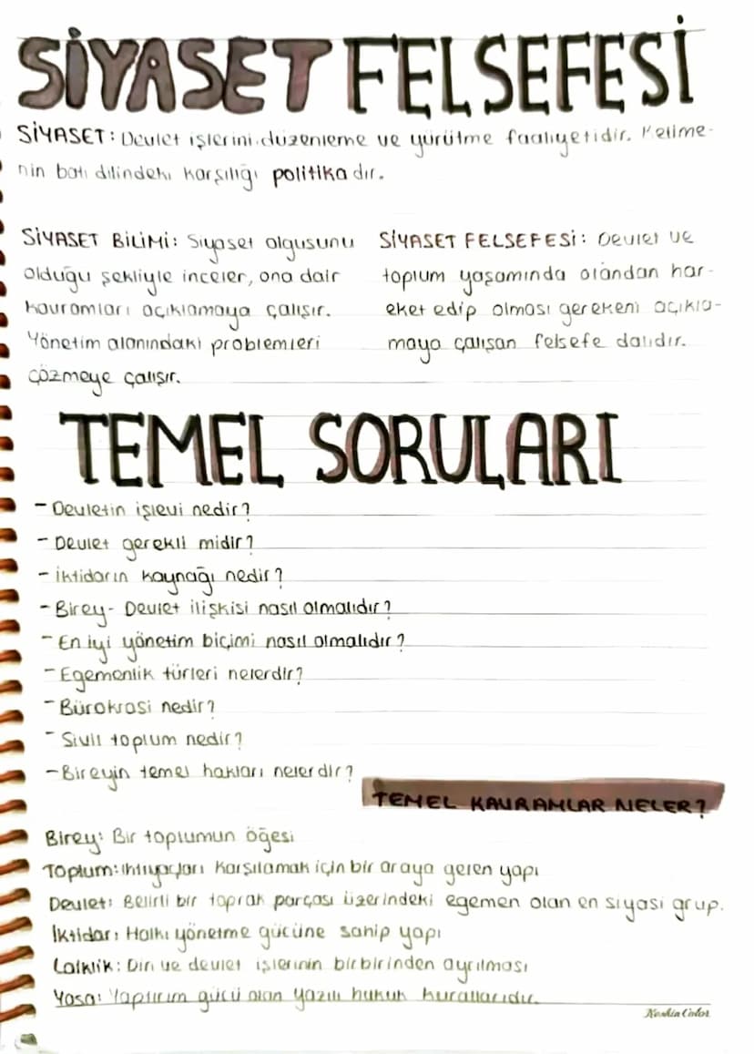 SİYASET FELSEFESİ
• SİYASET: Deulet işlerini düzenleme ve yürütme faaliyetidir. Kelime-
nin batı dilindeki karşılığı politika dır.
SİYASET B