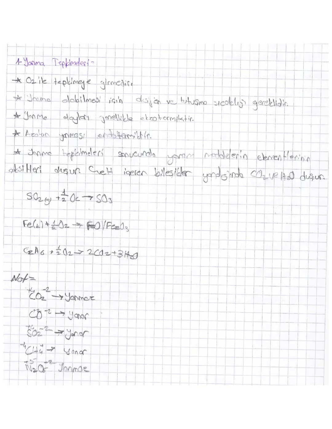 10. Sınıf Kimya Ders Notları ve Tepkime Türleri