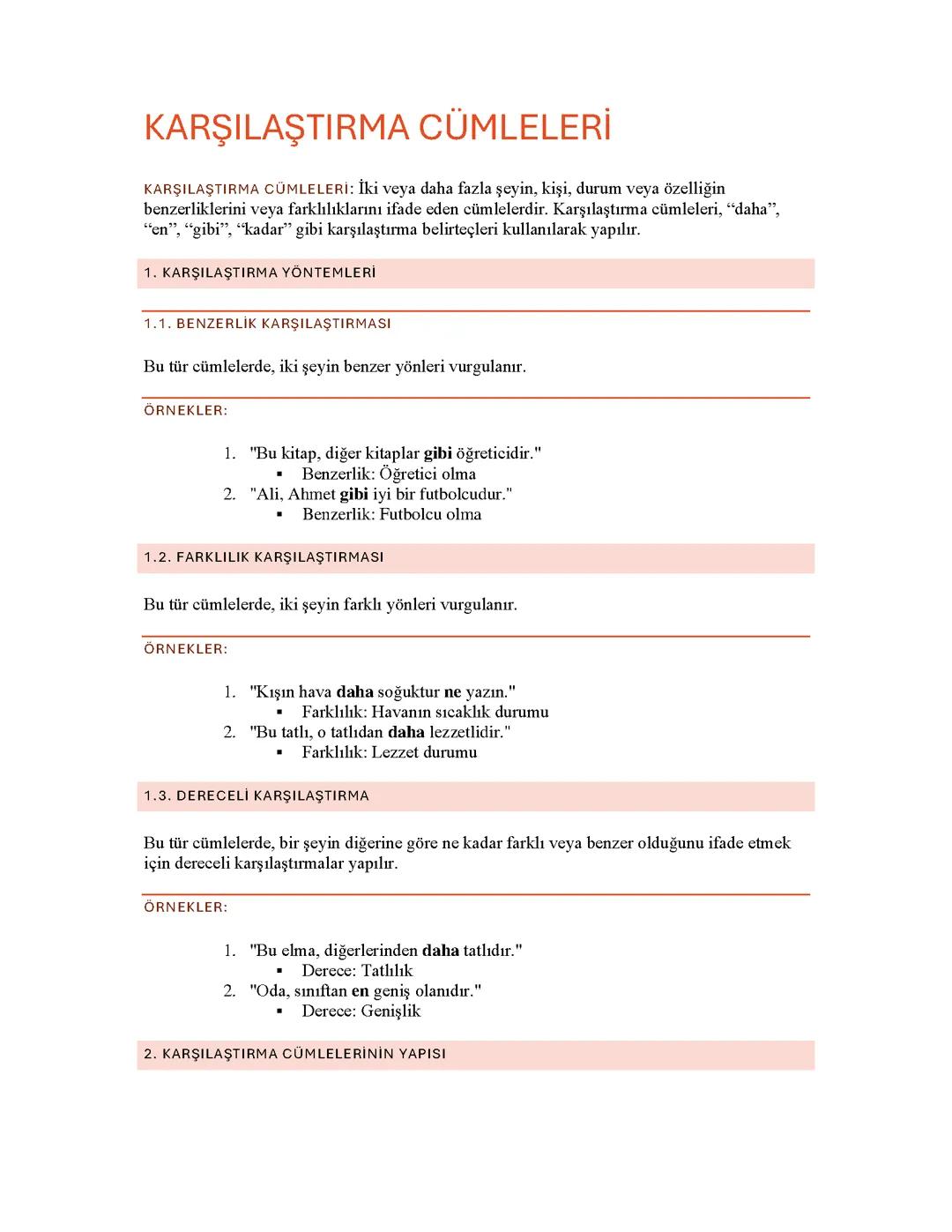 10 tane Karşılaştırma Cümleleri: 4. ve 6. Sınıf Örnekleri