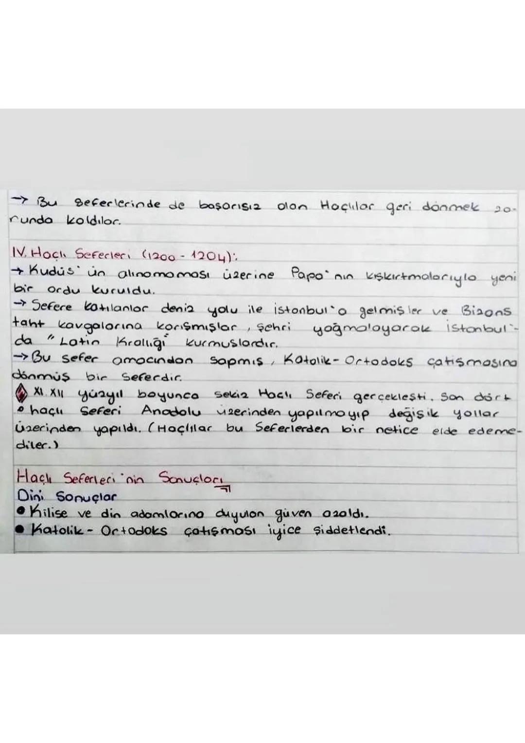 Hachi Seferleri, ve. Sonuçları
Seferlere katılan askeder giderken kıyafetlerinin önünde, doner-
ken arkasında haç işareti taşımışlardır. Bu 