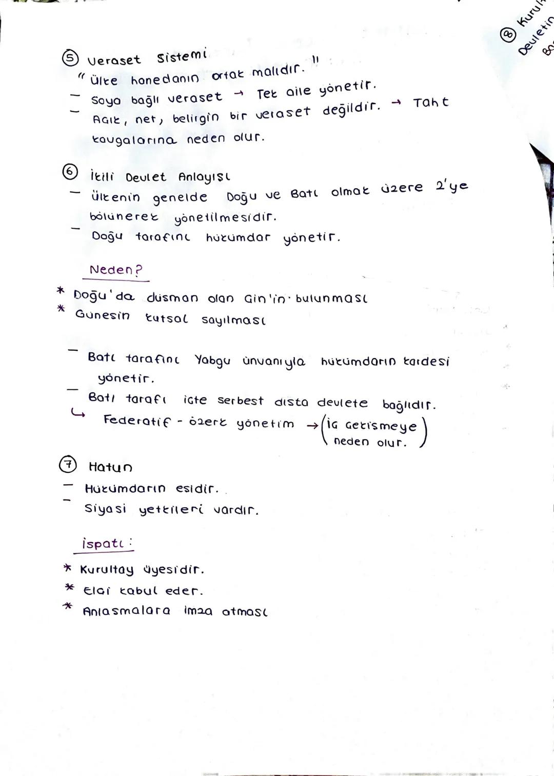 # İslamiyet Öncesi Türklerde
Kültür ve Uygarlik

A) Devlet Yönetimi

① Deuletin olus Sıralaması
Oğus - Urug - Boy - Bodun - il

② Yönetim Se