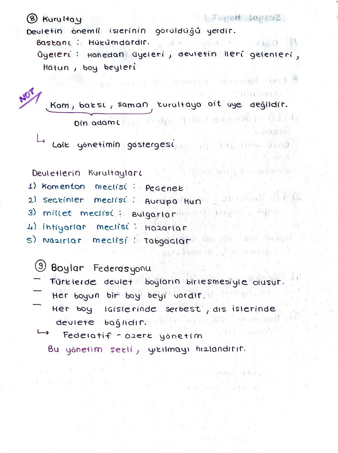 # İslamiyet Öncesi Türklerde
Kültür ve Uygarlik

A) Devlet Yönetimi

① Deuletin olus Sıralaması
Oğus - Urug - Boy - Bodun - il

② Yönetim Se