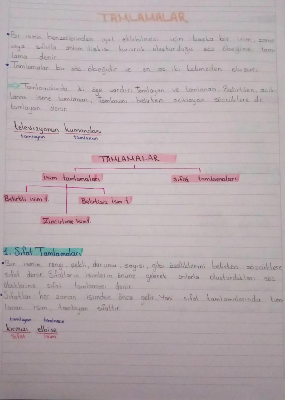 # TAMLAMALAR

•Bar ismin benzerlerinden ayırt edilebilmesi için başka bir isim, zomr
veya sifatla anlam ilişkışı kurarak oluşturduğu söz öbe