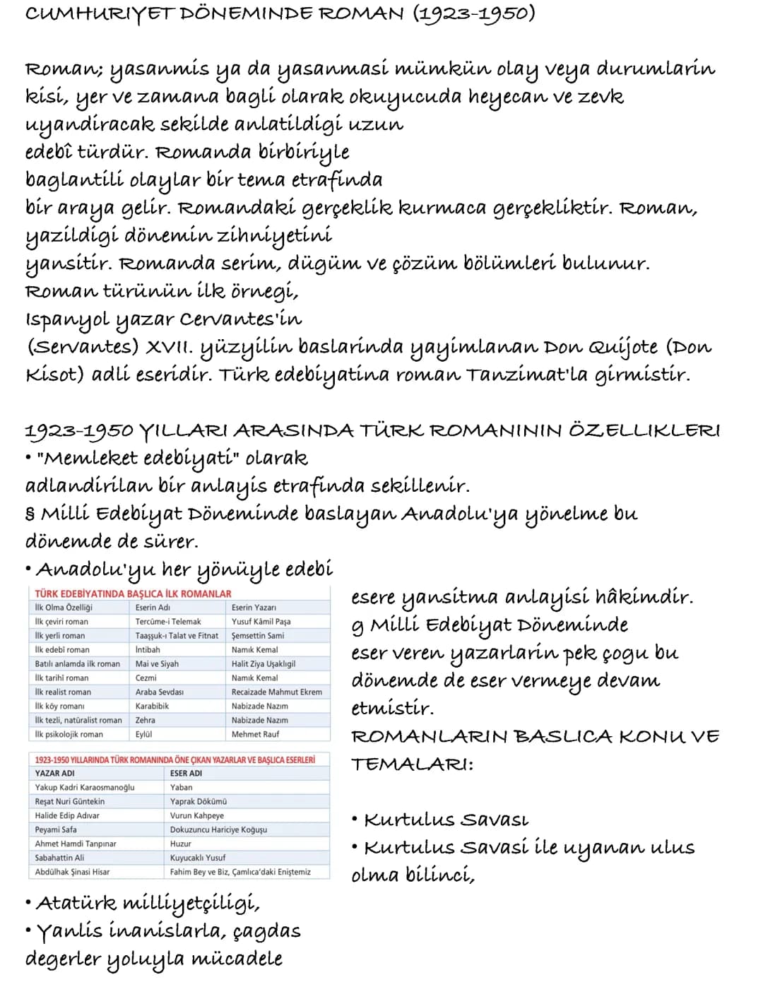 Cumhuriyet döneminde roman