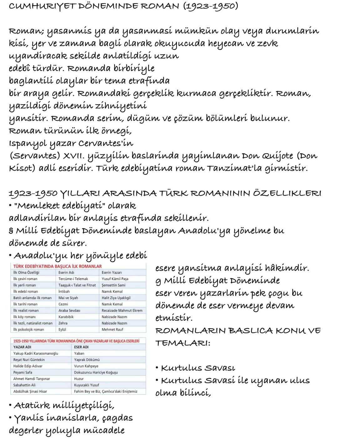 CUMHURIYET DÖNEMINDE ROMAN (1923-1950)
Roman; yasanmis ya da yasanmasi mümkün olay veya durumlarin
kisi, yer ve zamana bagli olarak okuyucud