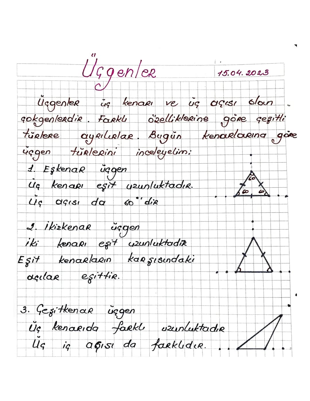 Üçgen Çeşitleri 4. Sınıf: Kenarlarına ve Açılarına Göre Üçgenleri Öğren!