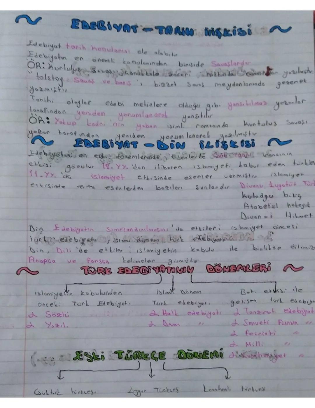 10. Sınıf Türk Dili ve Edebiyatı Ders Notları