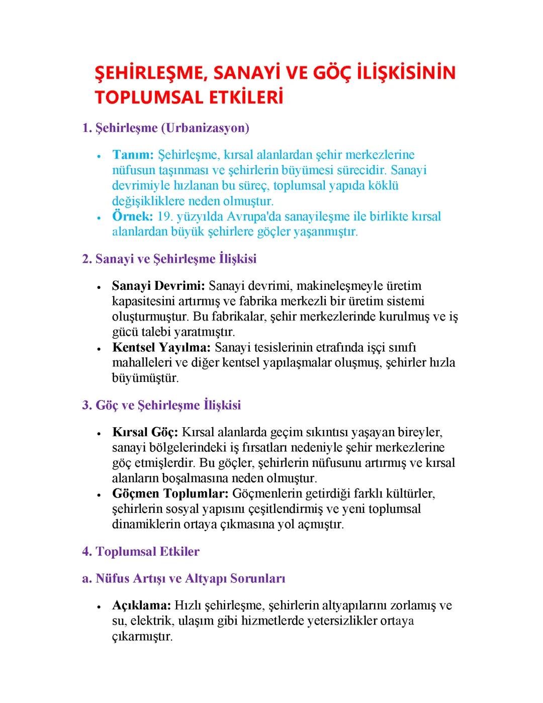 Şehirleşme, Sanayi ve Göç İlişkisinin Toplumsal Etkileri
