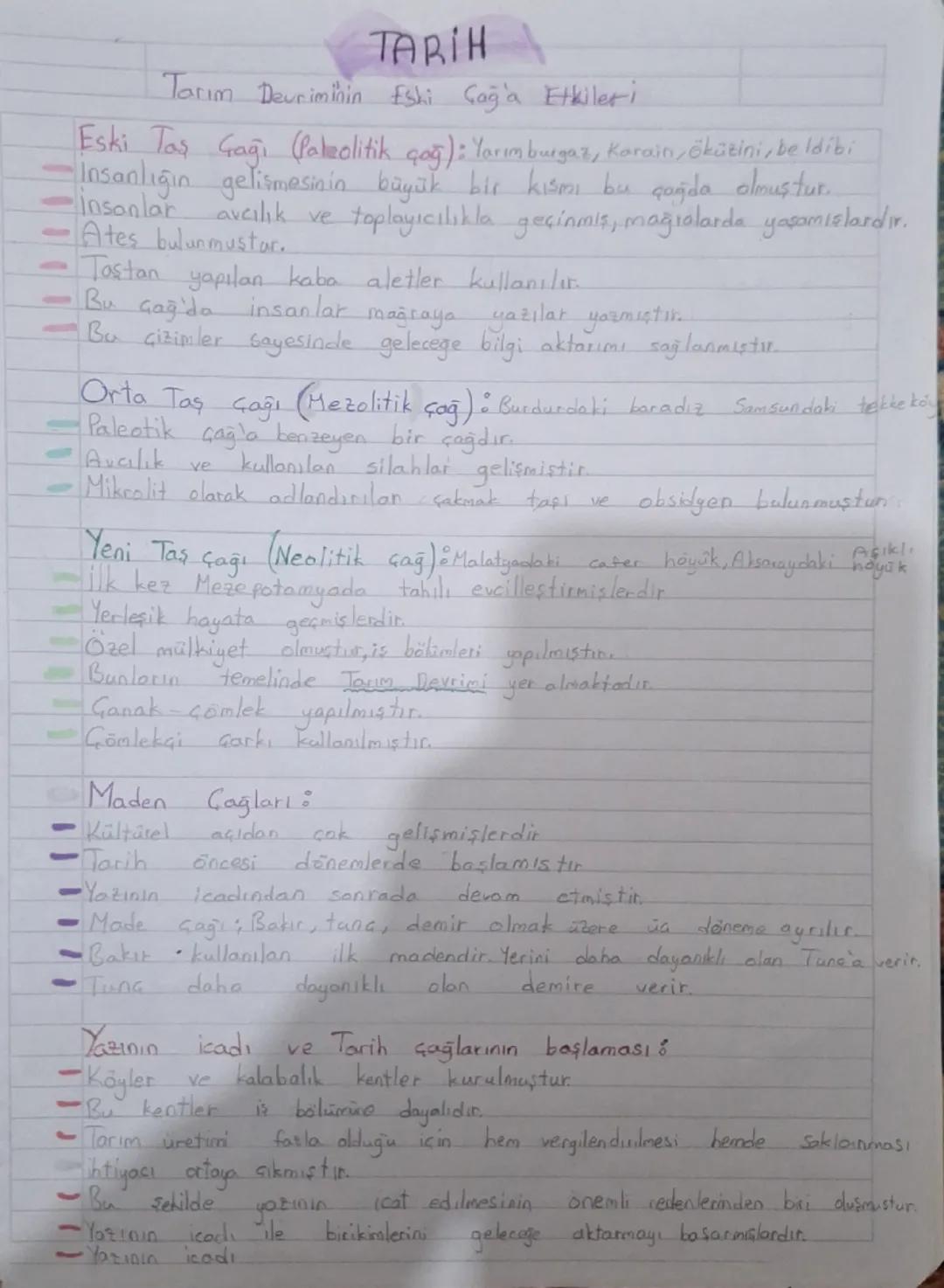 # TARİH

Tarım Deuriminin Eski Çağ'a Etkileri

- Eski Tas Gağı (Paleolitik çağ): Yarım burgaz, Karain, öküzini, beldibi
- İnsanlığın gelişme
