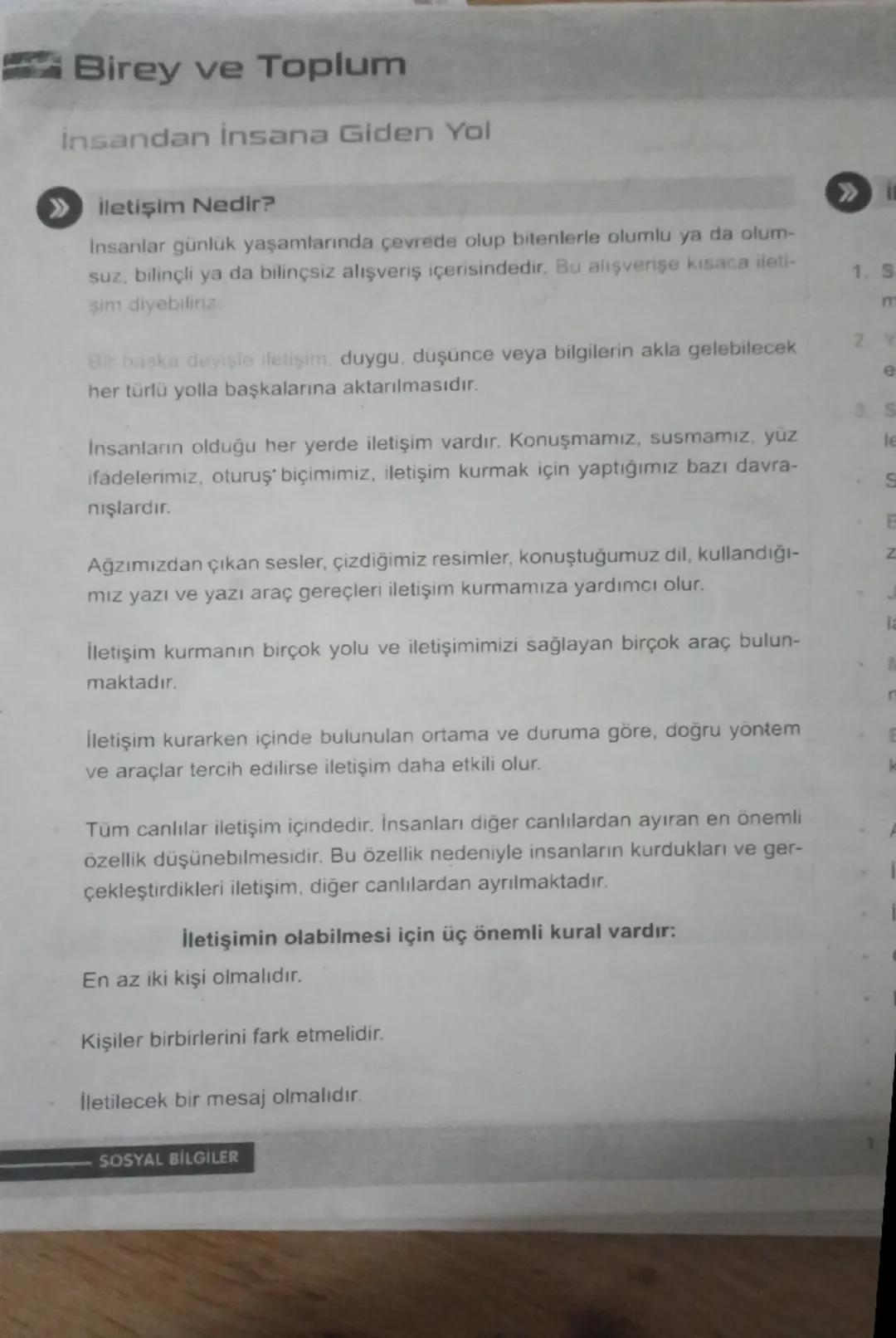 İletişim nedir 7.sınıf sosyal bilgiler 