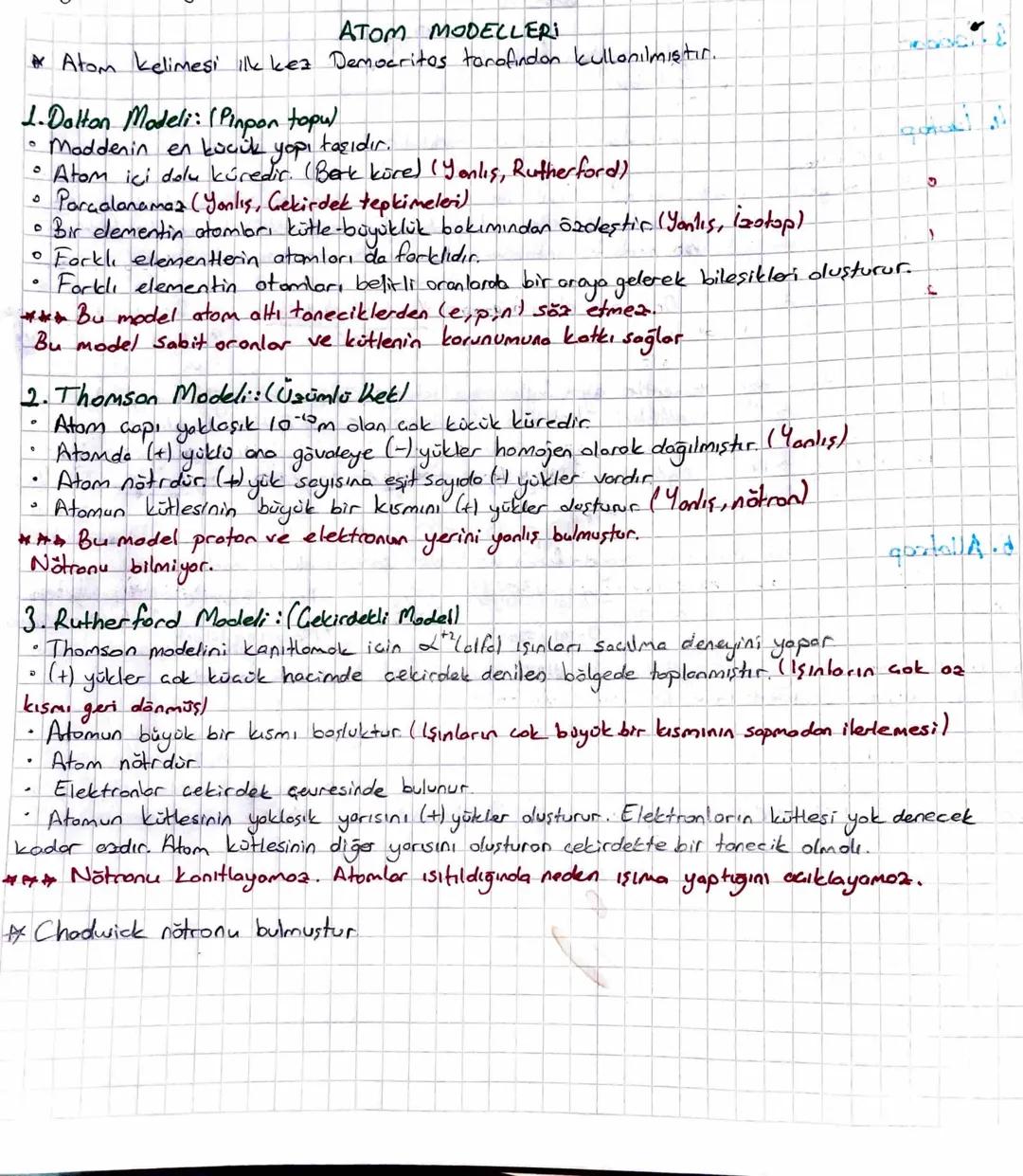 ATOM MODELLERI
* Atom kelimesi ilk kez Democritos tarafından kullanılmıştır.
1. Dalton Modeli: (Pinpon topu)
°
°
°
0
Maddenin en küçük yapı 