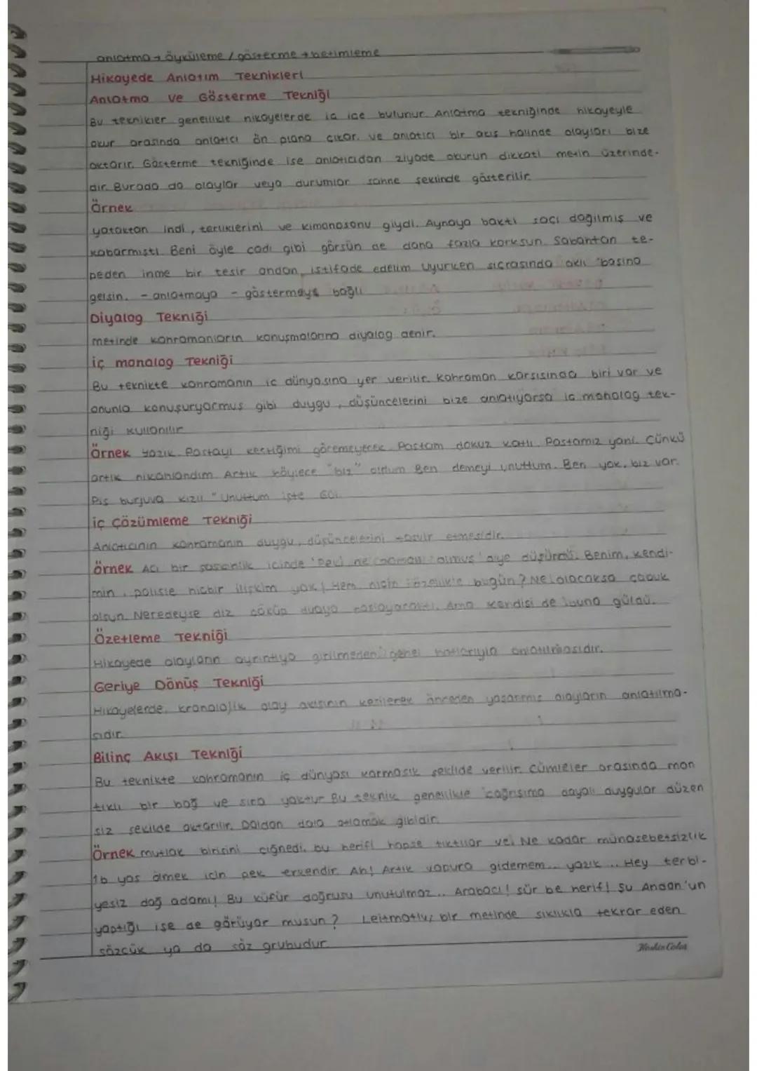 anlatma öyküleme / gösterme + betimleme
Hikayede Anio1im Teknikleri
Anto+mo ve Gösterme Tekniği
bulunur. Anlatma tekniğinde hikayeyle
Bu tek