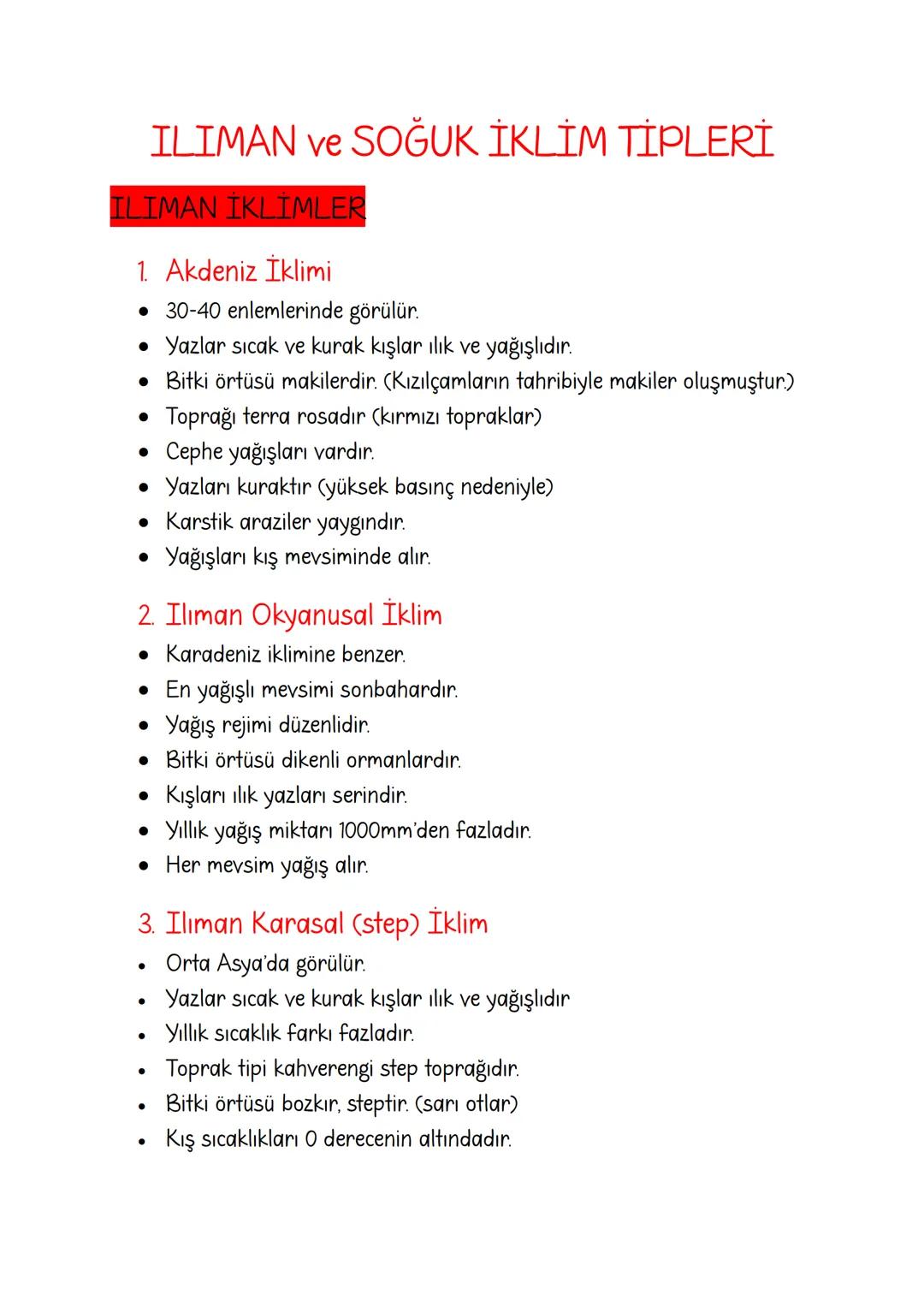 Ilıman ve soğuk iklim tipleri