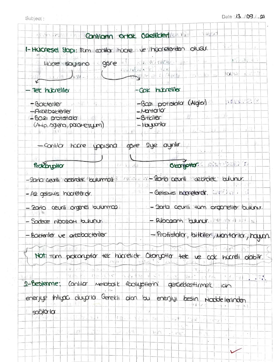 Canlıların Ortak Özellikleri