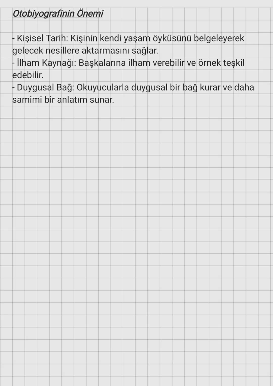 Otobiyografinin Tanımı
Otobiyografi
Otobiyografi, bir kişinin kendi yaşamını kendisinin yazdığı
yazı türüdür. Kişi, kendi hayatını, yaşadığı
