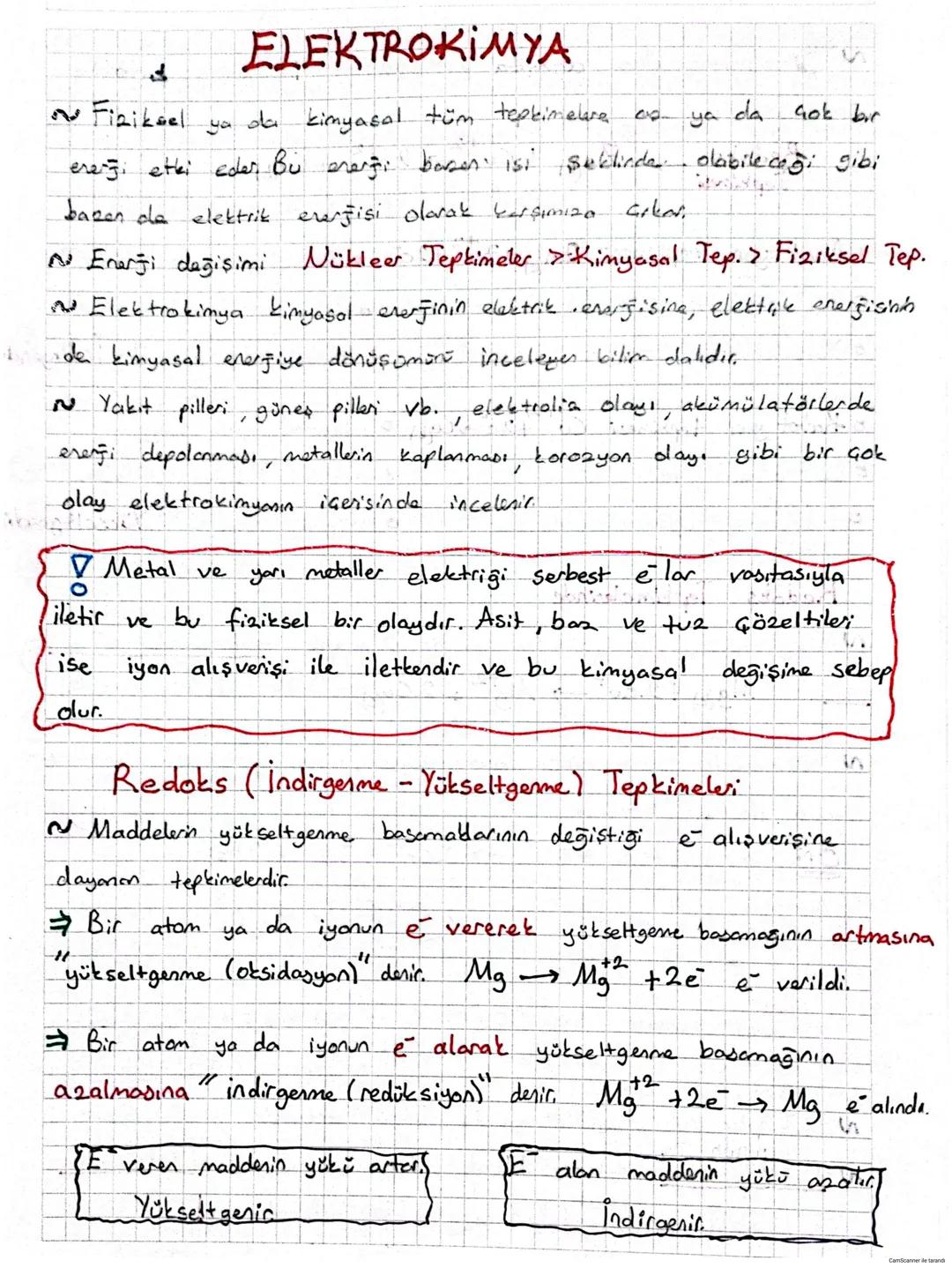Fiziksel
ya
ELEKTROKIMYA
da kimyasal tüm tepkimelare of ya da çok bir
erez: etki eder. Bu energi basen isi seklinde olabileceği gibi
bazen d