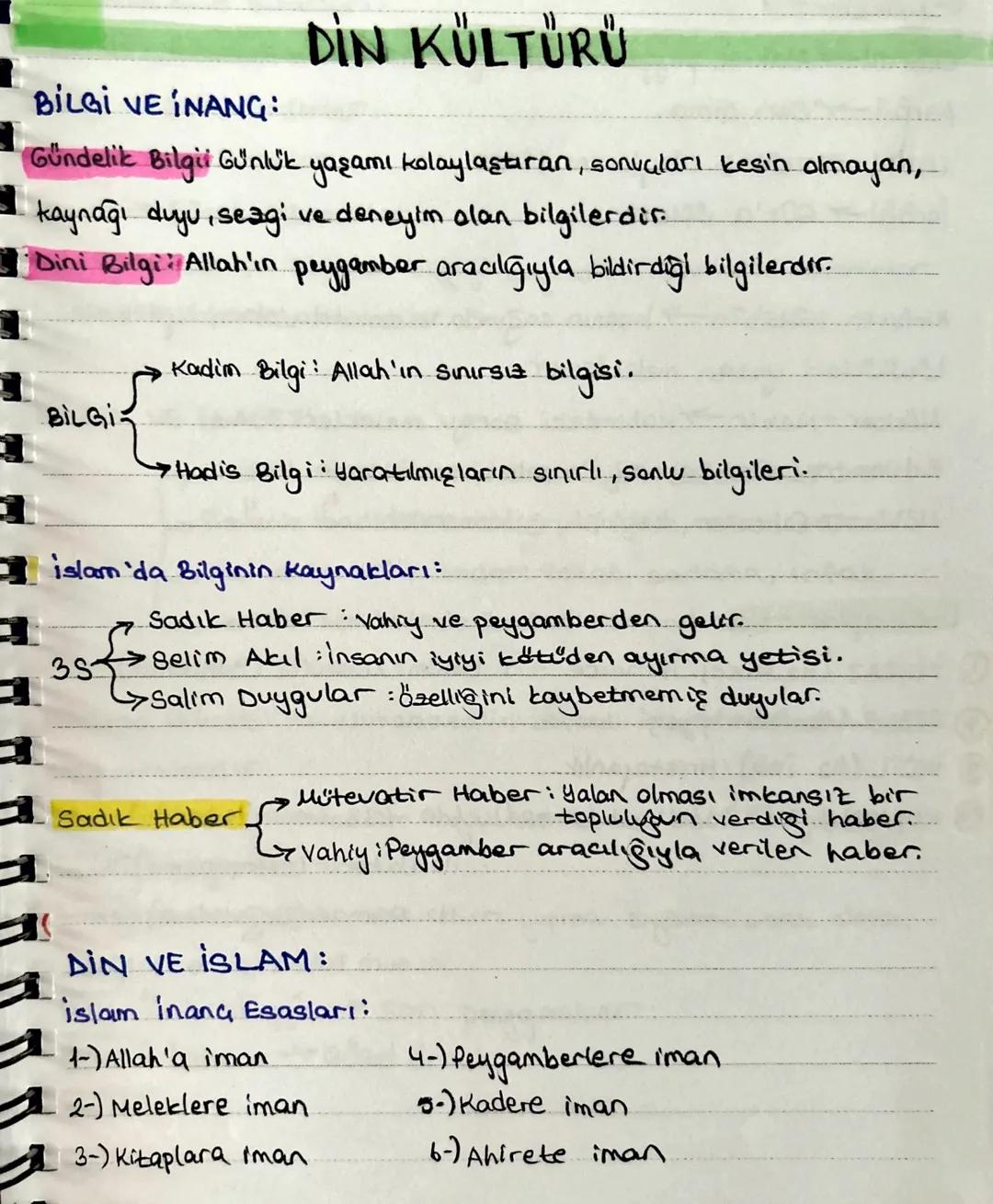 TYT DİN KÜLTÜRÜ BİLGİ VE İNANÇ