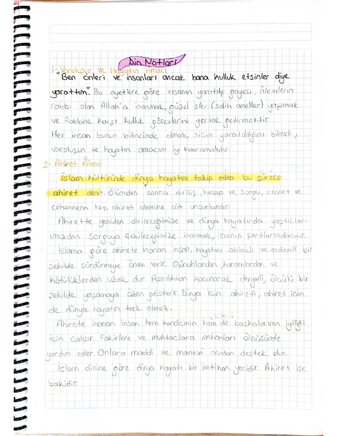 Din Kültürü 1. Ünite Notları: Kısaca ve Öz