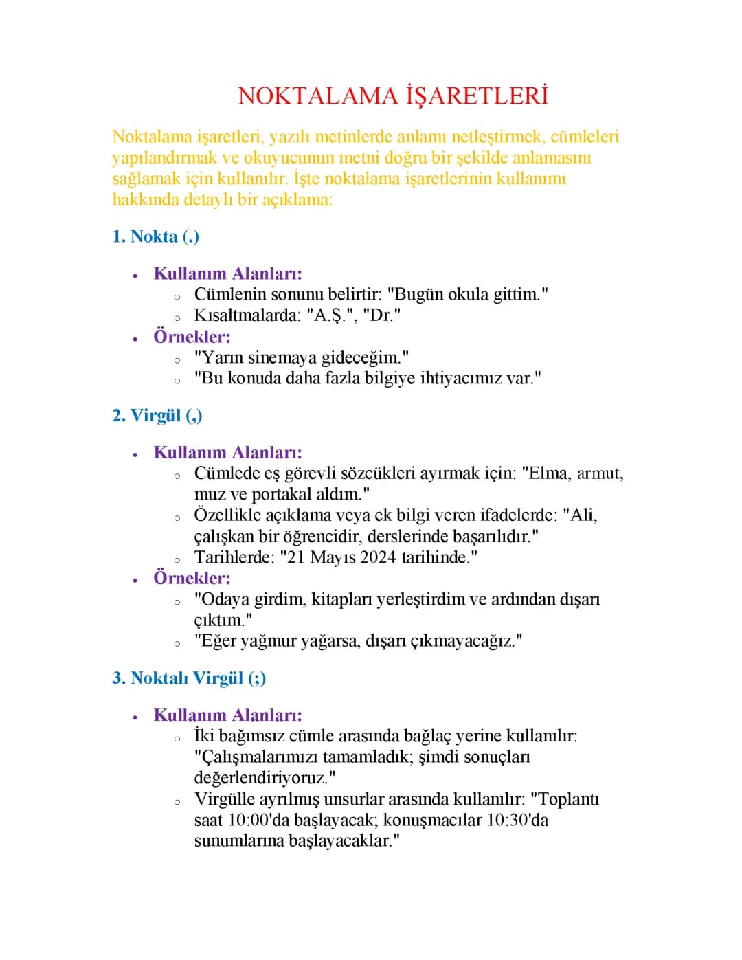 NOKTALAMA İŞARETLERİ