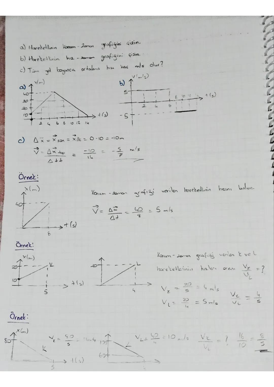 Diagen Doğrusal Hareket - (Sabit Hial Hareket)
Bir doğru boyunca hareket eden
yollar alıyor ise
hizi
bir otomobil eşit zaman aralıklarda eşi