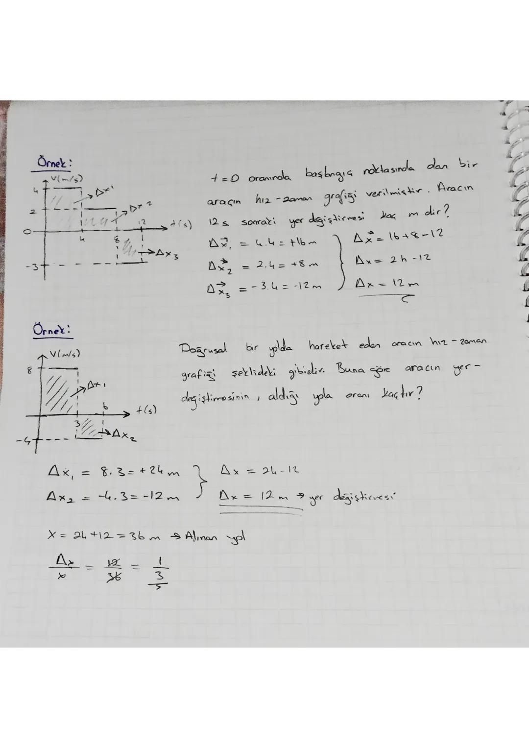 Diagen Doğrusal Hareket - (Sabit Hial Hareket)
Bir doğru boyunca hareket eden
yollar alıyor ise
hizi
bir otomobil eşit zaman aralıklarda eşi
