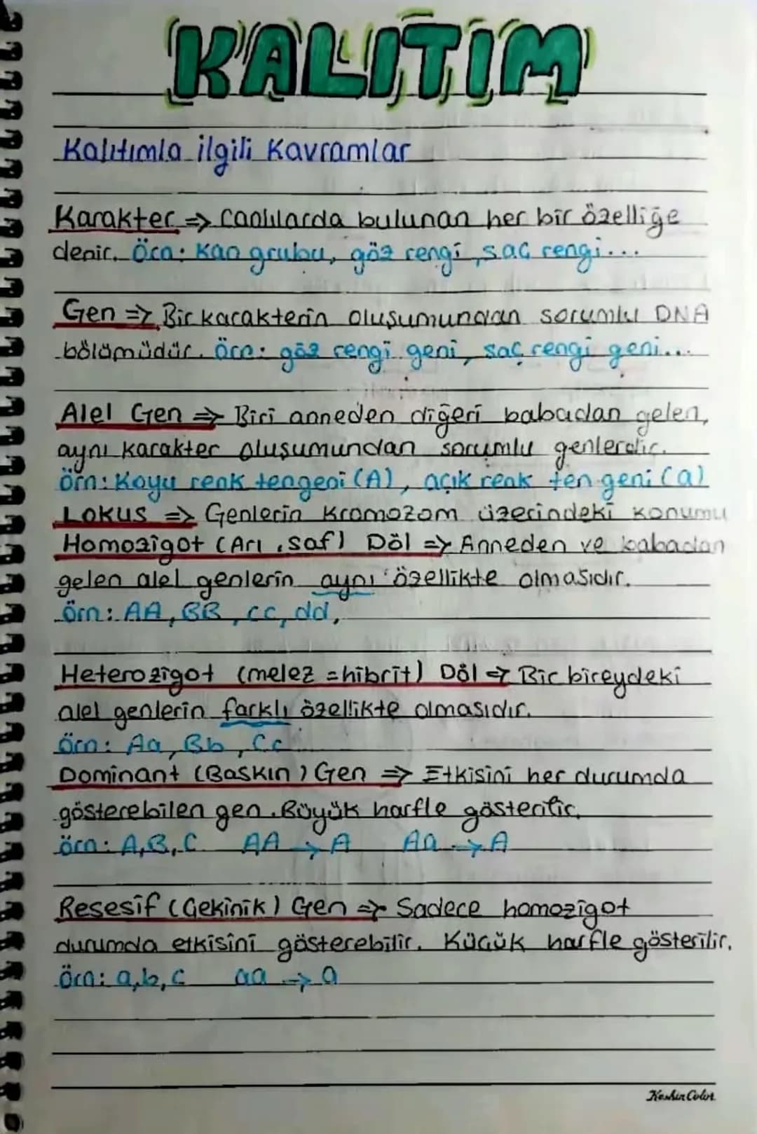 KALITIM
Kalıtımla ilgili Kavramlar
Karakter Canlılarda bulunan her bir özellige
denir. Öca: kao grubu, göz rengi, saç rengi....
Gen => Bir k