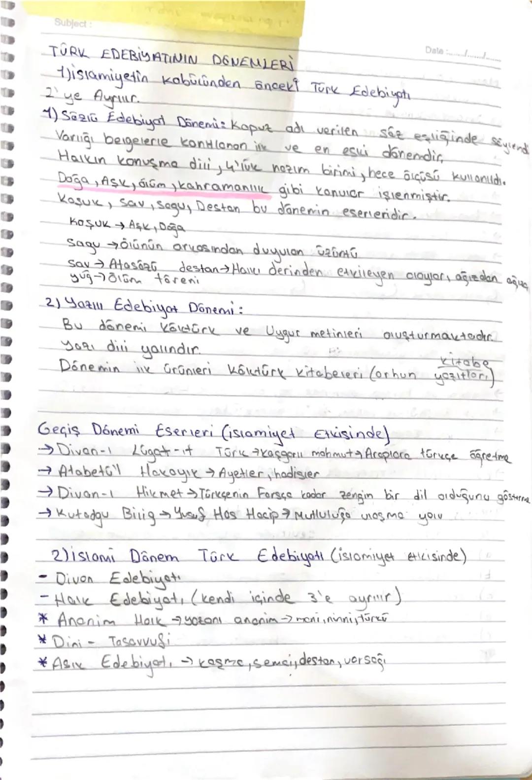 -
Subject: 1.Unite
EDEBİYATIN KAYNAKLARI
Date .....
- Herşeyden önce bir milletin en önemi ortak paydası ve onu
bir arada tutan unsurun dil 