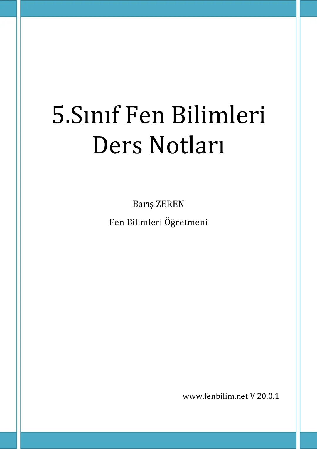 5. Sınıf Fen Bilimleri Ders Notları (2024-2025)