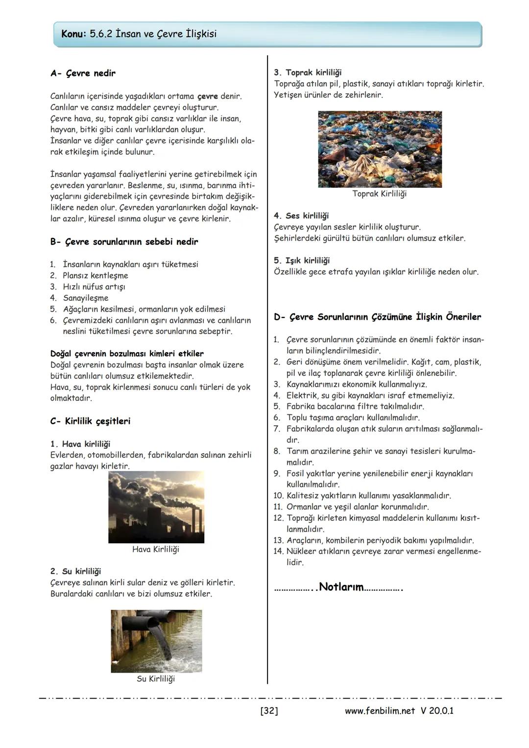 # 5.Sınıf Fen Bilimleri
# Ders Notları

Barış ZEREN
Fen Bilimleri Öğretmeni

www.fenbilim.net V 20.0.1 1.ÜNİTE: Güneş, Dünya ve Ay
Konu: 5.1