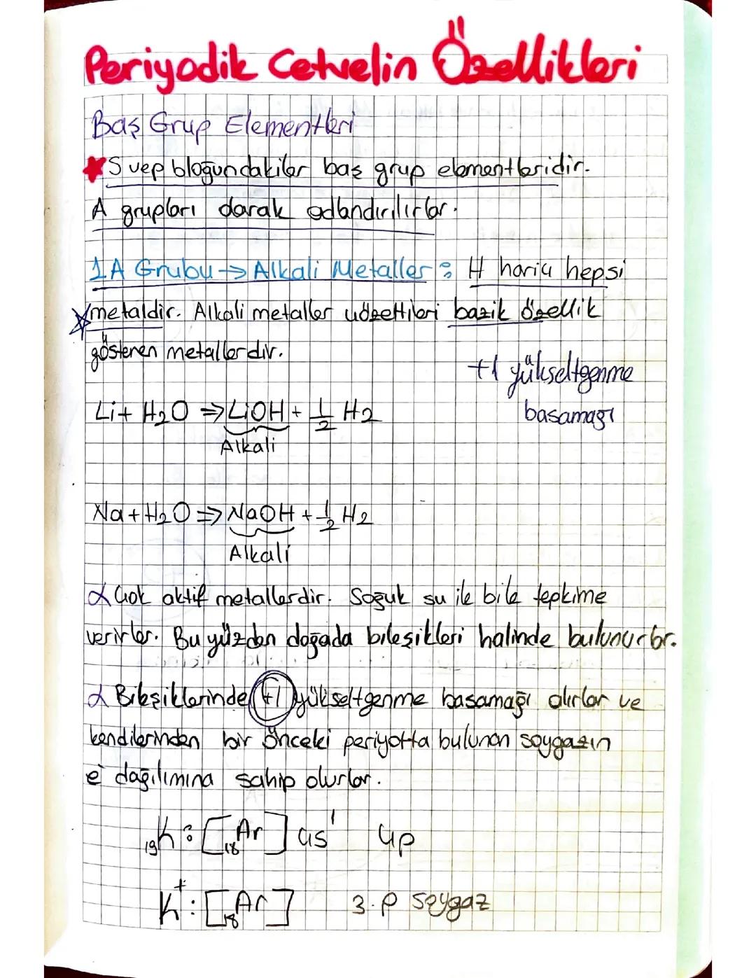 Periyodik cetvel özellikleri 